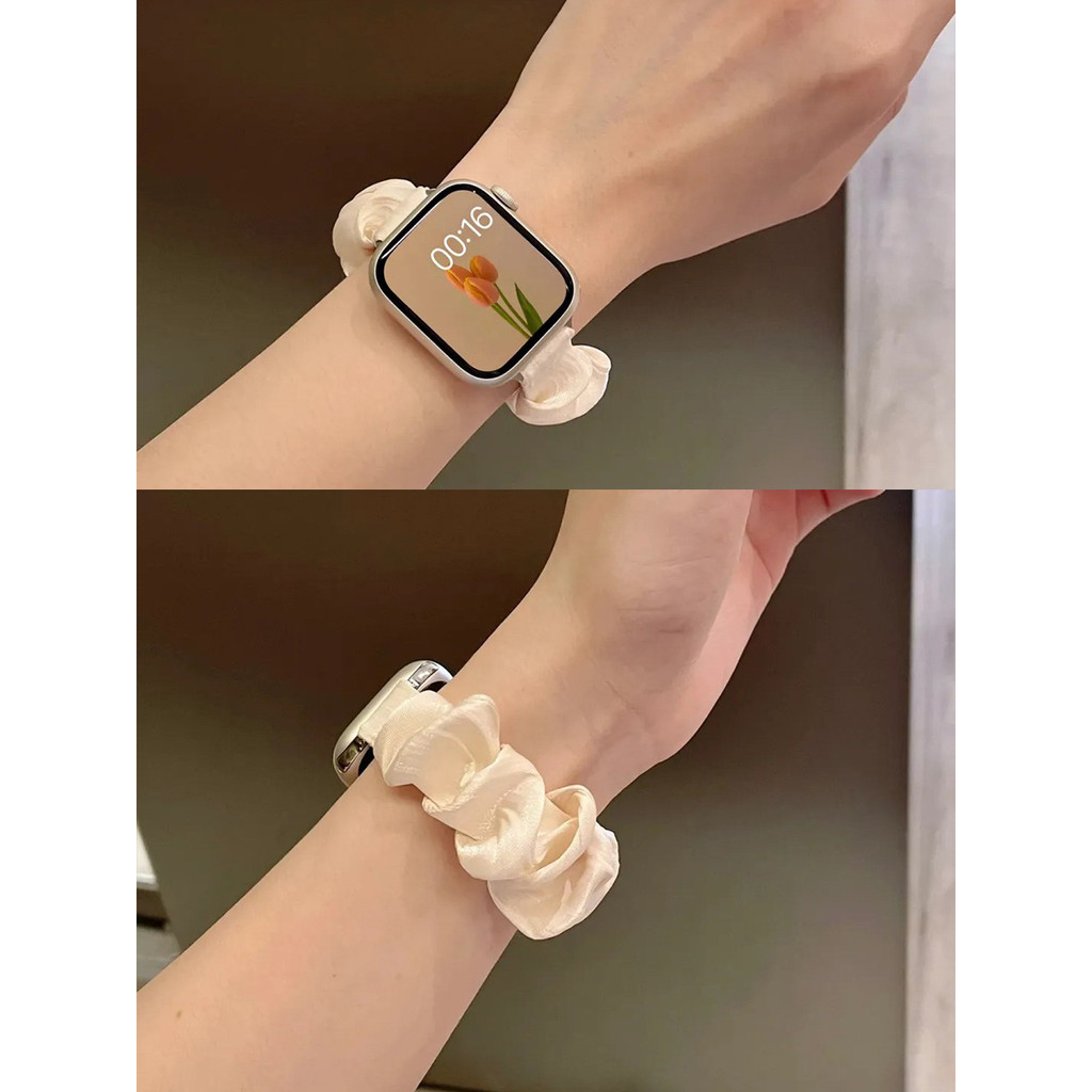 Dây buộc tóc Scrunchy dành cho nữ Thiết kế đàn hồi Dây đeo phong cách cho Apple Watch S11 SE3 Ultra3 S10 S9 S8 SE S7 S6 Ultra 49mm 46mm 40mm 44mm 41mm 45mm Iwatch Band