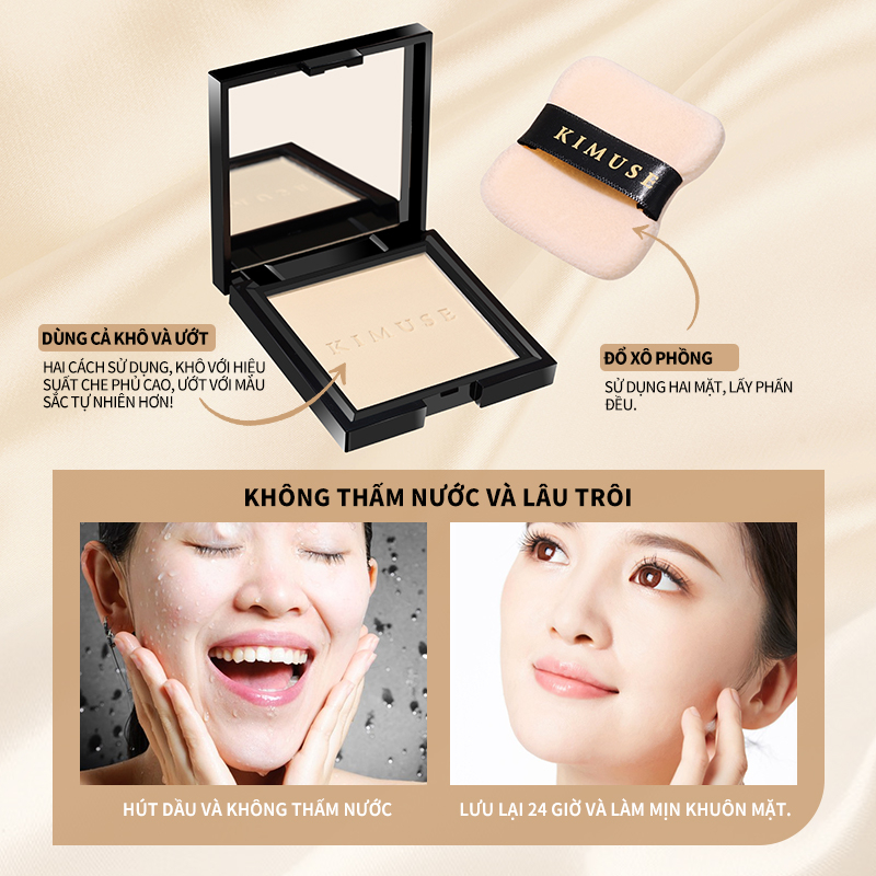 Ảnh Phấn phủ KIMUSE kiềm dầu chống thấm nước không tì vết hiệu ứng gương mềm mại cao cấp 2