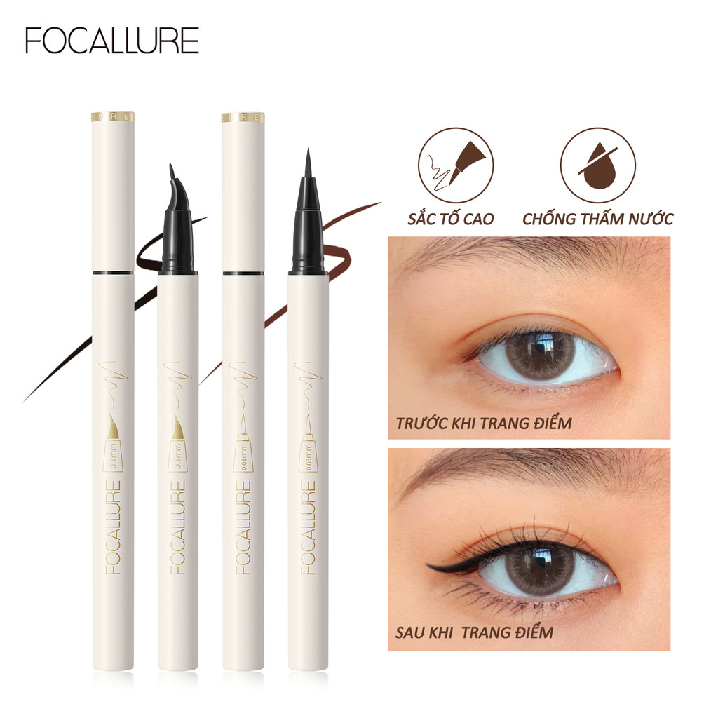 Bút kẻ mắt dạng lỏng nhanh khô hai phong cách siêu mịn FOCALLURE #Son môi chống thấm nước và lâu trôi cao cấp