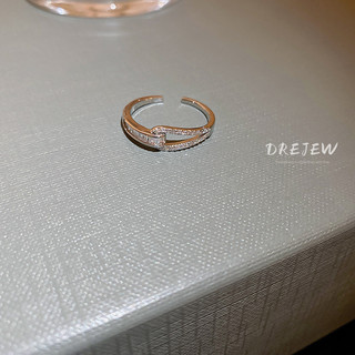 DREJEW Nhẫn Hở Đan Chéo Đính Đá Zircon Phong Cách Hàn Quốc Thời Trang