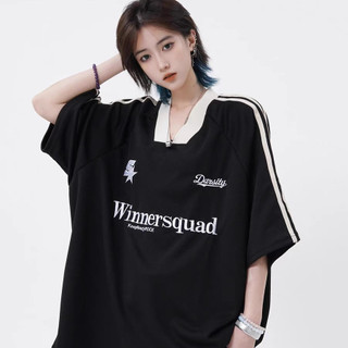 Áo Thun Tay Ngắn Cổ Chữ V Dáng Rộng In Chữ Phong Cách Đường Phố Mỹ Thời Trang Cho Nam Và Nữ