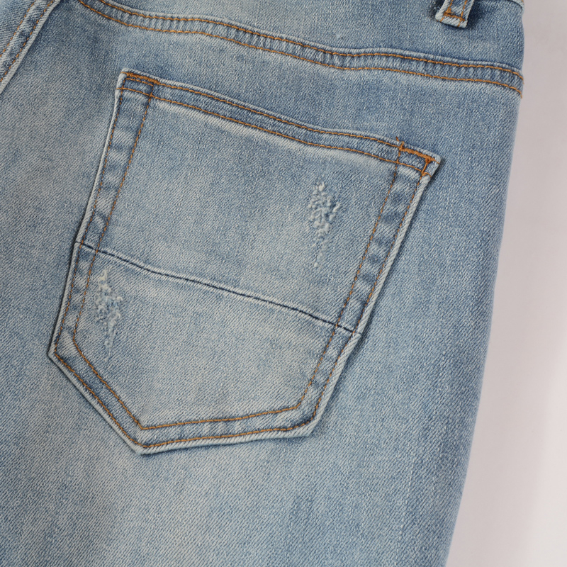Quần Jean Nam Mới Thời Trang Với Miếng Dán Màu Xanh Và Lỗ Vỡ, Hợp Thời Trang Hip Hop Slim Fit, Quần Nam Co Giãn Hip Hop Micro Chất Lượng Cao