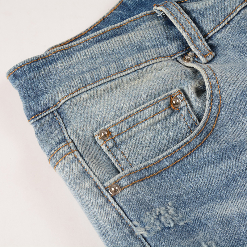 Quần Jean Nam Mới Thời Trang Với Miếng Dán Màu Xanh Và Lỗ Vỡ, Hợp Thời Trang Hip Hop Slim Fit, Quần Nam Co Giãn Hip Hop Micro Chất Lượng Cao