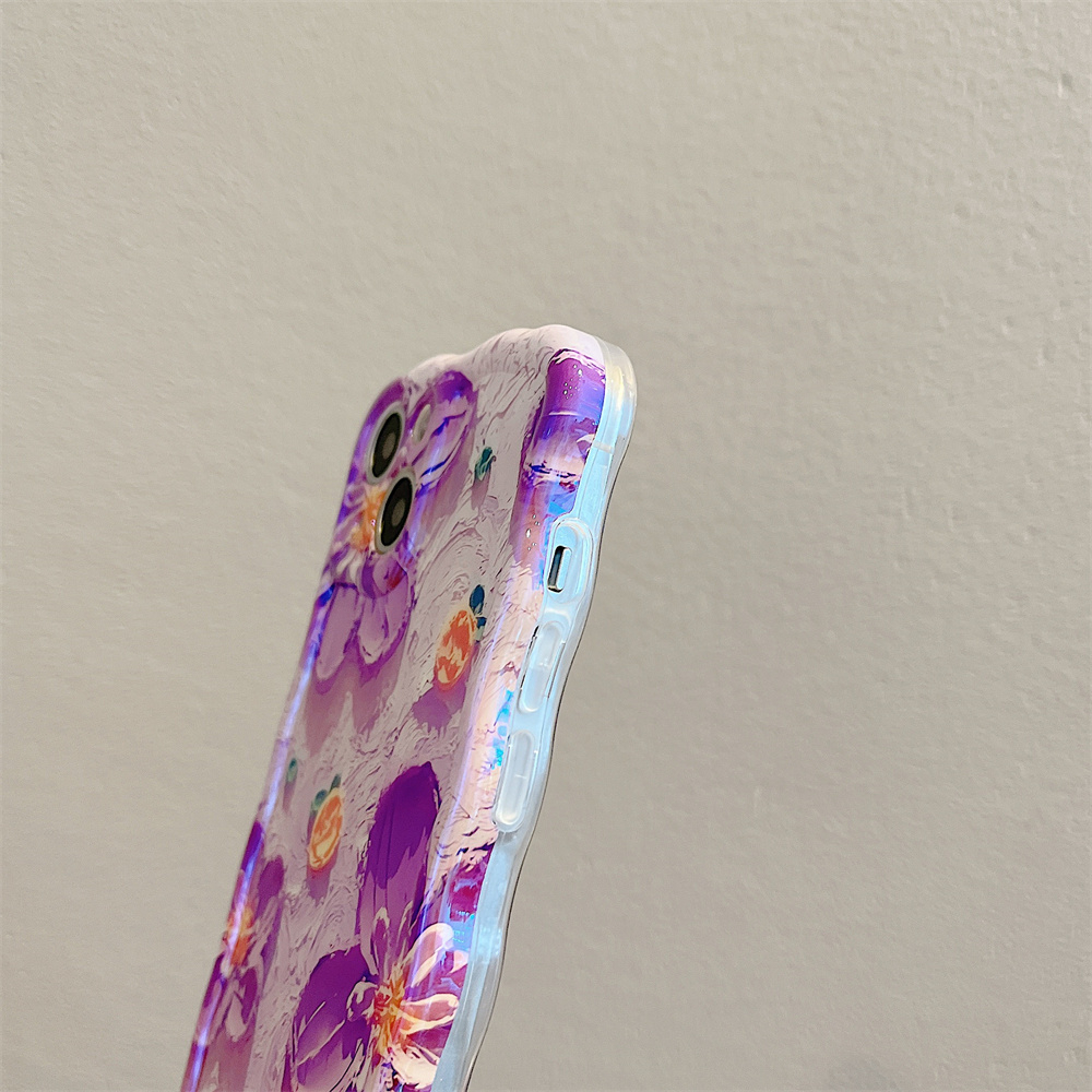 Ốp Điện Thoại IMD Mềm Chống Sốc Họa Tiết Hoa Kèm Dây Đeo Cho iPhone 14 Pro Max 11 12 13 Pro Max
