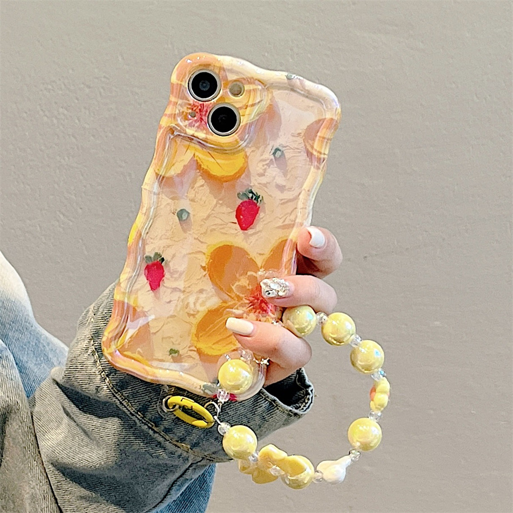 Ốp Điện Thoại IMD Mềm Chống Sốc Họa Tiết Hoa Kèm Dây Đeo Cho iPhone 14 Pro Max 11 12 13 Pro Max