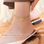 Lắc chân nữ bằng titan không gỉ mạ vàng 18k thiết kế 2 tầng phong cách cổ điển sang trọng