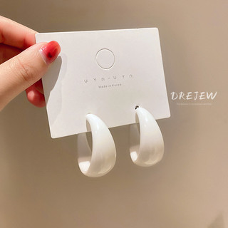 DREJEW Khuyên tai bạc 925 hình chữ C phong cách Hàn Quốc thời trang đơn giản dành cho nữ