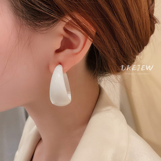 DREJEW Khuyên tai bạc 925 hình chữ C phong cách Hàn Quốc thời trang đơn giản dành cho nữ