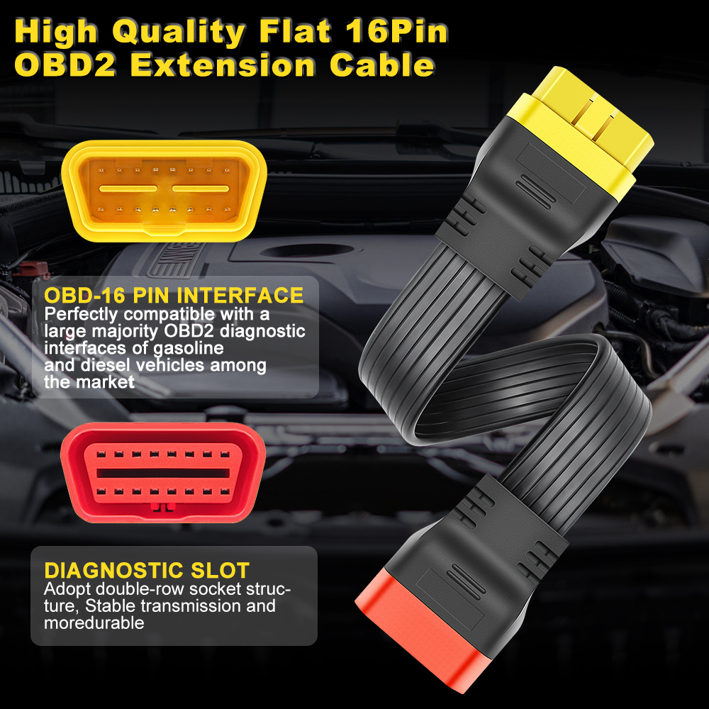 Cáp Mở RộNg 36cm OBDII 16 Pin Sang Ổ CắM OBD2 16Pin Cho ĐầU ĐọC Mã ELM327