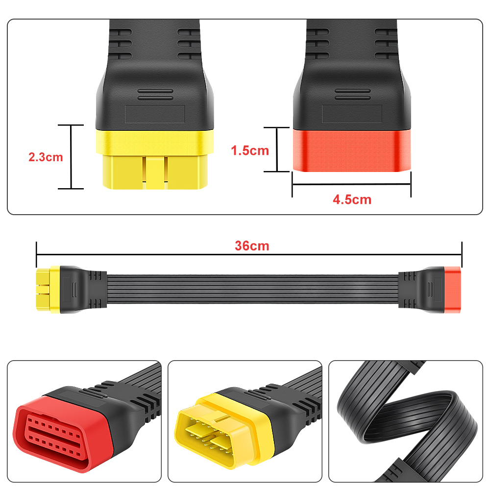 Cáp Mở RộNg 36cm OBDII 16 Pin Sang Ổ CắM OBD2 16Pin Cho ĐầU ĐọC Mã ELM327