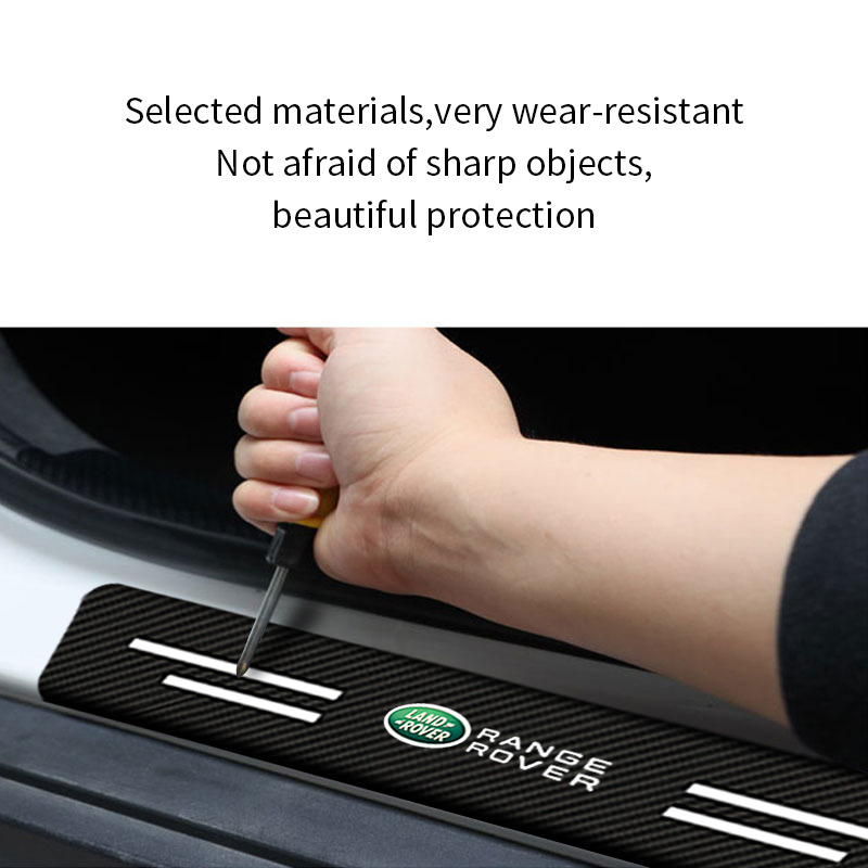 Bộ 4 Miếng Dán In Logo Bằng Sợi Carbon Chống Trầy Trang Trí Cho Land Rover Range Rover Evoque Velar Freelander Defender Discovery