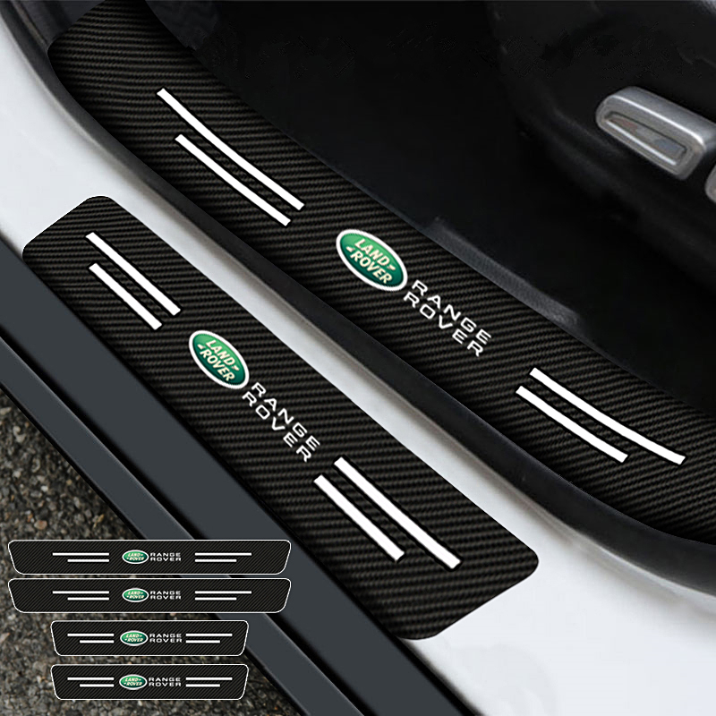 Bộ 4 Miếng Dán In Logo Bằng Sợi Carbon Chống Trầy Trang Trí Cho Land Rover Range Rover Evoque Velar Freelander Defender Discovery