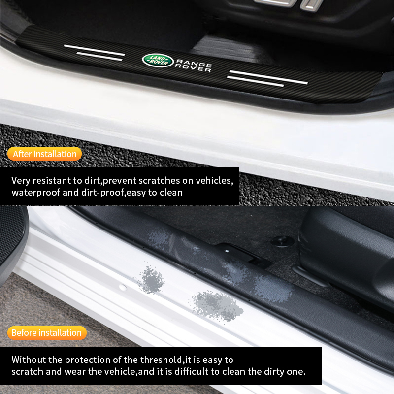 Bộ 4 Miếng Dán In Logo Bằng Sợi Carbon Chống Trầy Trang Trí Cho Land Rover Range Rover Evoque Velar Freelander Defender Discovery