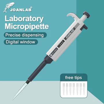 JOANLAB Micropipette Phòng thí nghiệm Pipet tự động Kỹ thuật số nhựa có thể điều chỉnh Thiết bị phòng thí nghiệm hóa học với đầu pipet