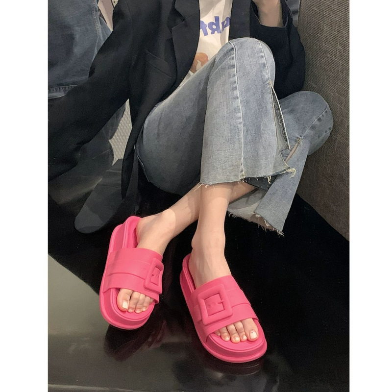 Đơn Giản Thời Trang Tăng Chiều Cao Giày Sandal Đế Dày Dép Nền Tảng Giày Bên Ngoài Dép xỏ ngón Khử Mùi Dép Chống Trơn Trượt Dép Dép Đi Biển
