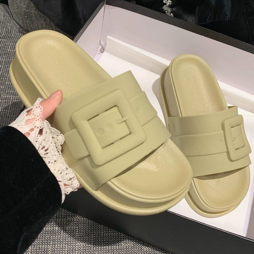 Đơn Giản Thời Trang Tăng Chiều Cao Giày Sandal Đế Dày Dép Nền Tảng Giày Bên Ngoài Dép xỏ ngón Khử Mùi Dép Chống Trơn Trượt Dép Dép Đi Biển