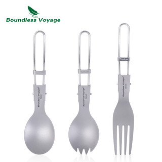 Bộ 3 Muỗng Nĩa Bằng Titan Có Thể Gấp Gọn Tiện Dụng Mang Theo Du Lịch Cắm Trại