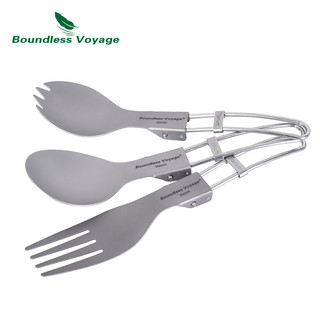 Bộ 3 Muỗng Nĩa Bằng Titan Có Thể Gấp Gọn Tiện Dụng Mang Theo Du Lịch Cắm Trại