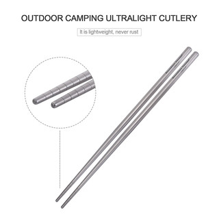Đôi Đũa Titan Không Trơn Hình Tròn & Vuông Di Động Cho Ăn Uống Ngoài Trời