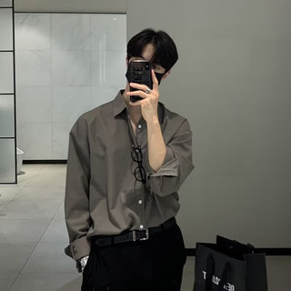 Áo Sơ Mi Tay Dài Phong Cách Yuppie Anh Nam Cao Cấp Kết Cấu Lụa Băng Vuông Cổ Inch Áo Sơ Mi Phong Cách Thoáng Tính Phiên Bản Lưới Tất Cả Trận Đấu Áo Sơ Mi Drape Phù Hợp Với Áo Sơ Mi Bên Trong