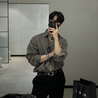 Áo Sơ Mi Tay Dài Phong Cách Yuppie Anh Nam Cao Cấp Kết Cấu Lụa Băng Vuông Cổ Inch Áo Sơ Mi Phong Cách Thoáng Tính Phiên Bản Lưới Tất Cả Trận Đấu Áo Sơ Mi Drape Phù Hợp Với Áo Sơ Mi Bên Trong