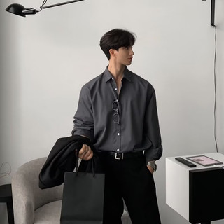Áo Sơ Mi Tay Dài Phong Cách Yuppie Anh Nam Cao Cấp Kết Cấu Lụa Băng Vuông Cổ Inch Áo Sơ Mi Phong Cách Thoáng Tính Phiên Bản Lưới Tất Cả Trận Đấu Áo Sơ Mi Drape Phù Hợp Với Áo Sơ Mi Bên Trong