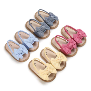Giày Sandal Quai Dán Đính Nơ Thời Trang Cho Bé Gái Dễ Thương