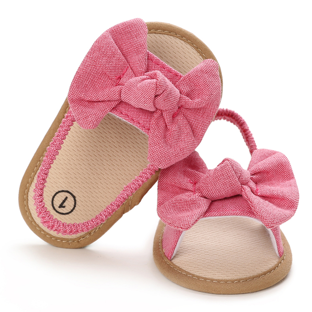 Giày Sandal Quai Dán Đính Nơ Thời Trang Cho Bé Gái Dễ Thương