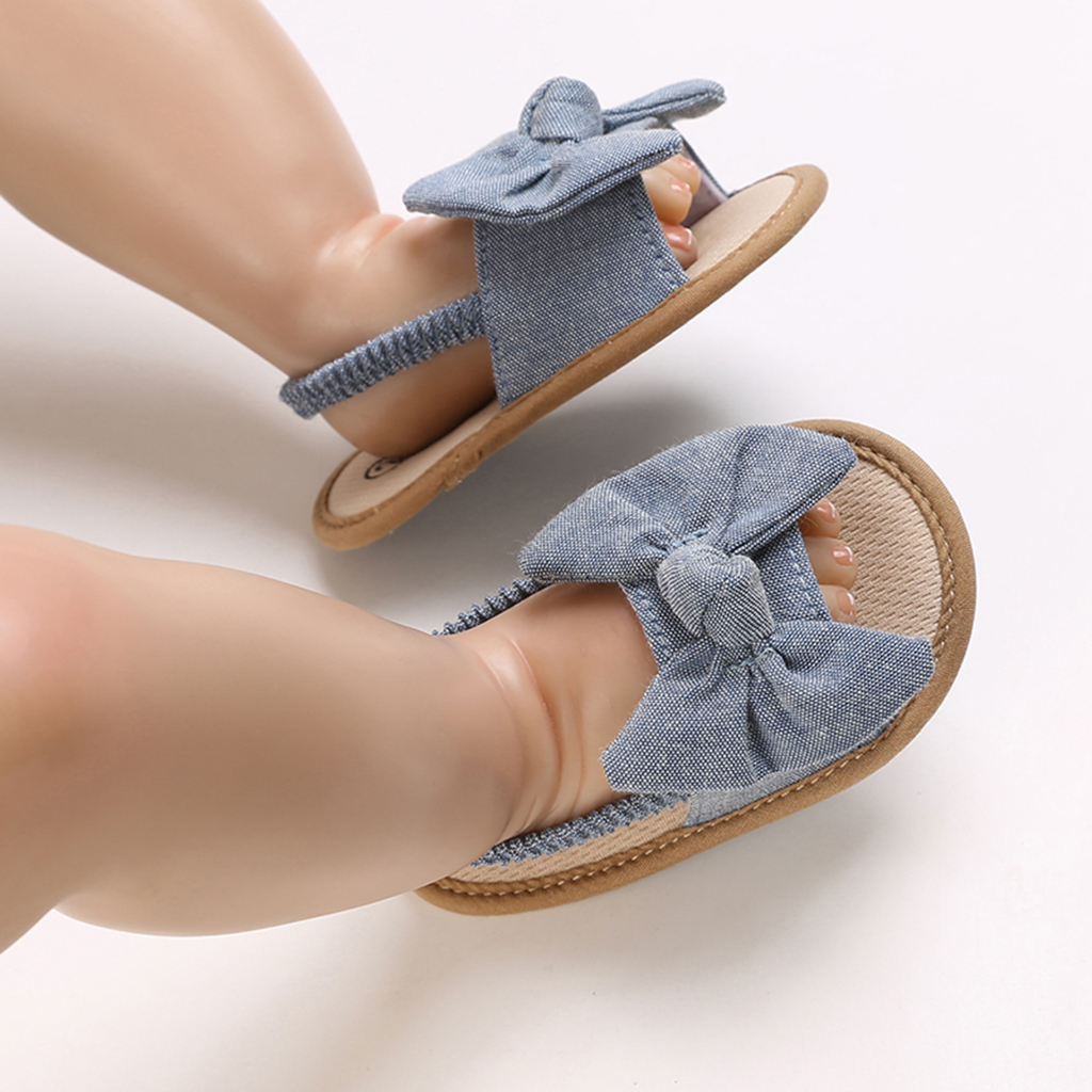 Giày Sandal Quai Dán Đính Nơ Thời Trang Cho Bé Gái Dễ Thương