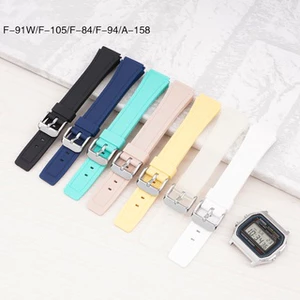 Dây Đeo Đồng Hồ Thể Thao Bằng TPU Mềm Màu Đen Cho Casio F-91W F84 F105 108 A158 A168 AE-1200 1300