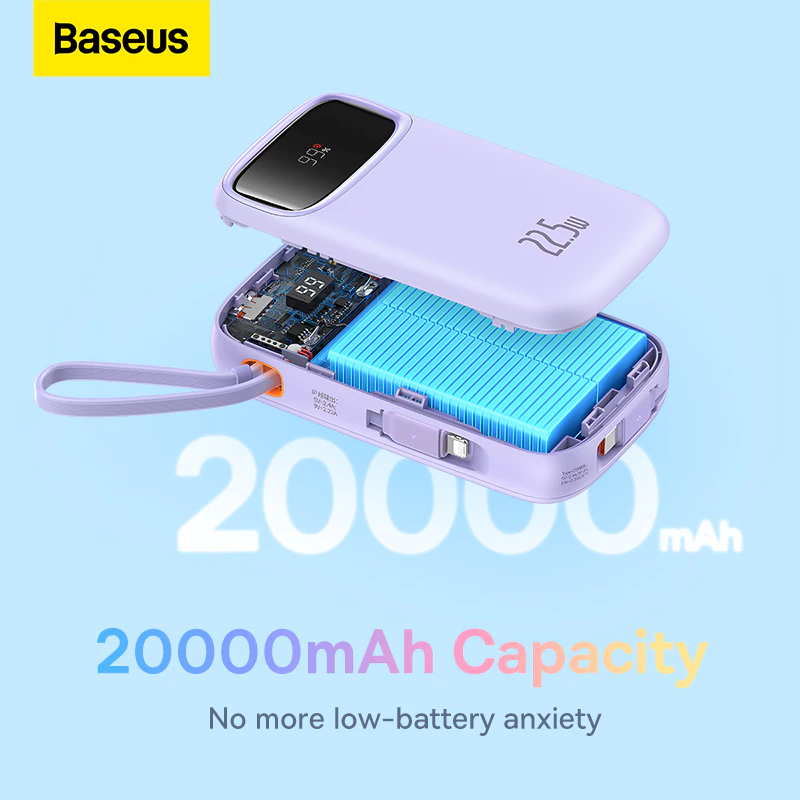 Sạc dự phòng Qpow3 BASEUS 20000mAh PD 22.5W 30W hai cổng tiện dụng cho điện thoại
