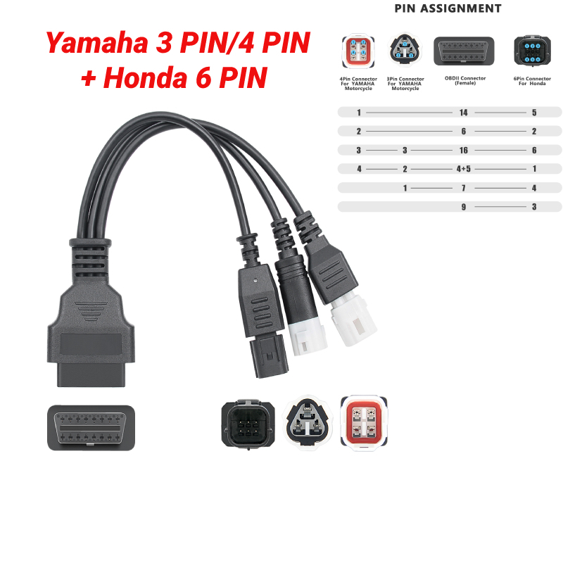 HONDA Dây Cáp Nối Dài Cổng 3pin 4pin 6pin k can Sang Cổng 16pin obd 2 obd2 Cho Xe Mô Tô yamaha & kawasaki