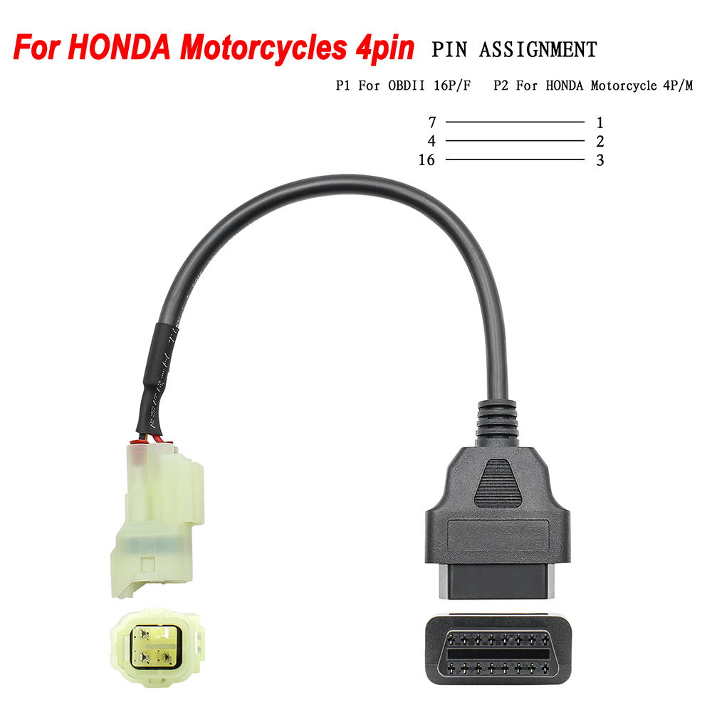 HONDA Dây Cáp Nối Dài Cổng 3pin 4pin 6pin k can Sang Cổng 16pin obd 2 obd2 Cho Xe Mô Tô yamaha & kawasaki
