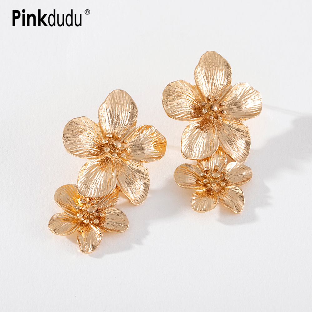 Ảnh Khuyên tai PINKDUDU OG011 hợp kim hình hoa nhiều màu sắc trang nhã cho nữ 2