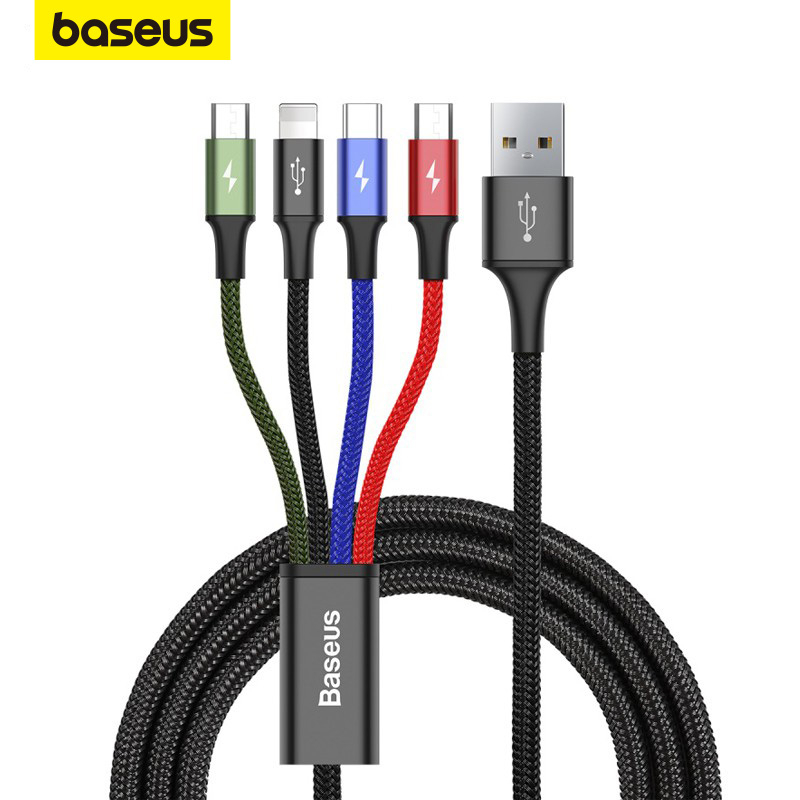 Dây Cáp Sạc Baseus Cổng USB Type-C 4 Trong 1 Cho iPhone 11 XR Samsung S10 Huawei P30 Mate 30