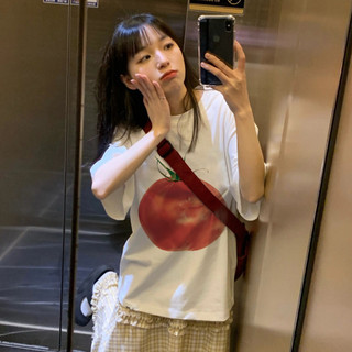 HIIXIIVI Áo Thun cotton Tay Ngắn Cổ Tròn Thời Trang Mùa Hè Phong Cách Hàn Quốc Cho Nữ
