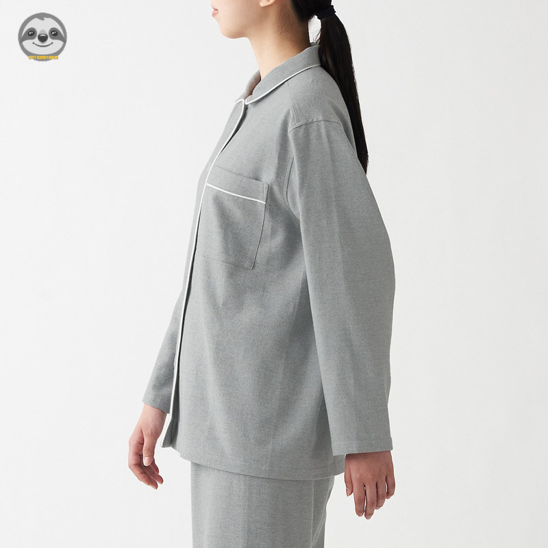 Bộ Đồ Ngủ Flannel Dày Màu Trơn Phong Cách Muji Nhật Bản Dành Cho Cặp Đôi