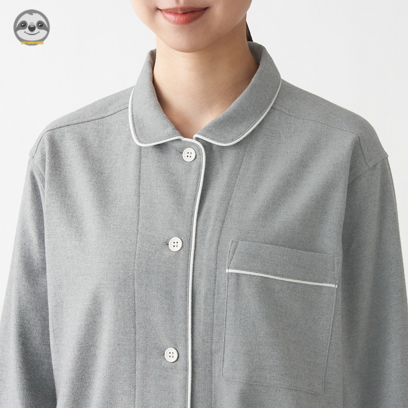 Bộ Đồ Ngủ Flannel Dày Màu Trơn Phong Cách Muji Nhật Bản Dành Cho Cặp Đôi