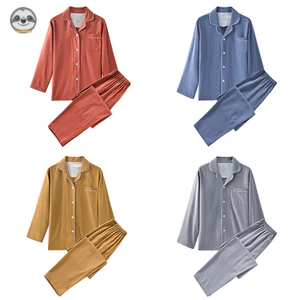 Bộ Đồ Ngủ Flannel Dày Màu Trơn Phong Cách Muji Nhật Bản Dành Cho Cặp Đôi