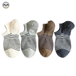 Tất nam phong cách Muji Nhật Bản, cotton thoáng khí, thấm mồ hôi, cổ ngắn vô hình, sọc