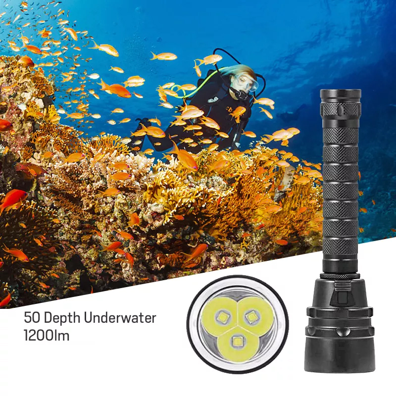Đèn pin lặn chuyên nghiệp 8000 lumens, chống nước, dùng cho lặn sâu tới 100m