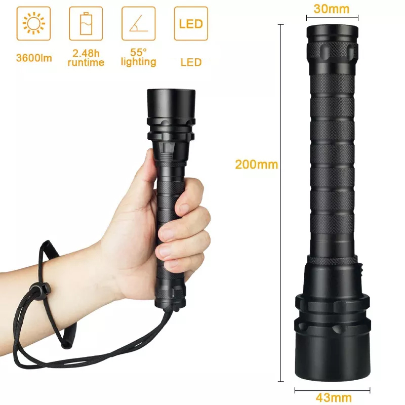 Đèn pin lặn chuyên nghiệp 8000 lumens, chống nước, dùng cho lặn sâu tới 100m