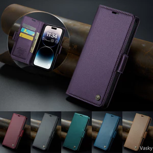 Ốp Lưng RFID Cho iPhone 17 Pro Max 17 Air 17e 16 Pro Max 16 Plus 16e Ví Sạc Không Dây Da Lật Bao Đựng Thẻ