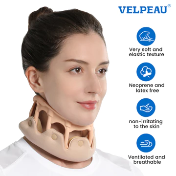 Nẹp cổ VELPEAU-Đai đeo cổ silicone hỗ trợ giảm đau cổ-Đai quấn cổ hình roi thoáng khí mềm mại, giúp ổn định và giảm áp lực cột sống cổ cho nam và nữ