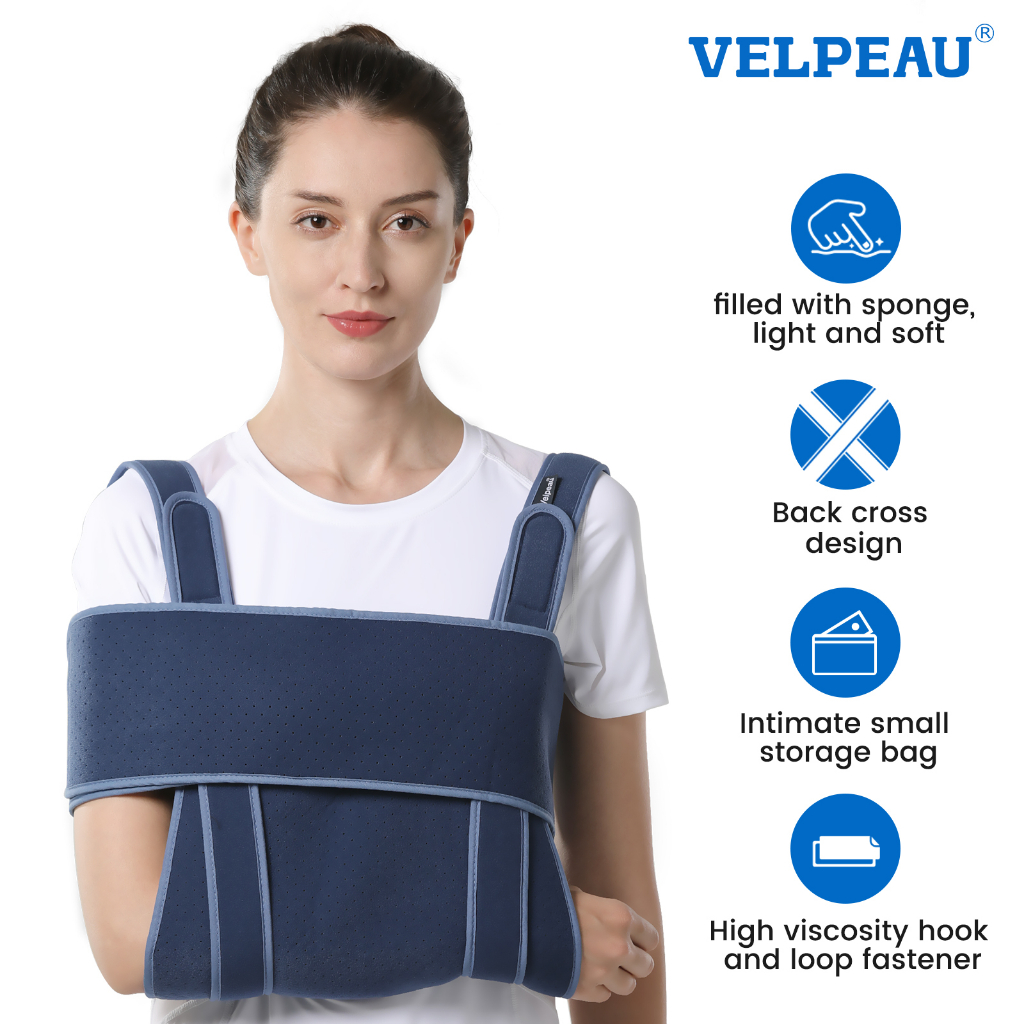 Đai nẹp tay VELPEAU đeo vai cố định hỗ trợ y tế có thể điều chỉnh cho xương nứt gãy trật khớp bong gân căng da và rách