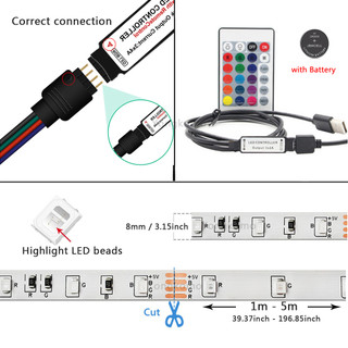 5V RGB LED Strip Light USB 5 V PC TV Backlight 2835 1m 2m 3m 4m 5m 5V Volt USB Led Strip RGB Đèn Băng Diode Ribbon
