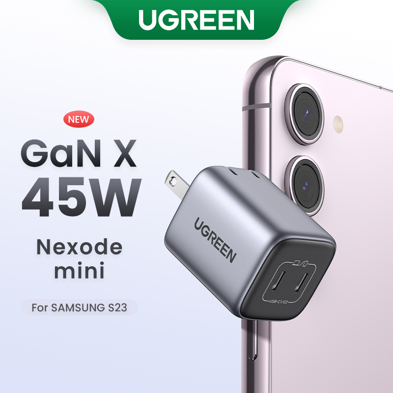 Bộ sạc GaN UGREEN 45W với cổng USB kép Type C Sạc nhanh cho iPad pro iPad mini SAMSUNG S23 S22 S21 iPhone 13 pro max