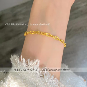 Lắc tay nữ bằng titan cao cấp không gỉ mạ vàng 24k thiết kế in hoạ tiết thời trang trẻ trung thanh lịch