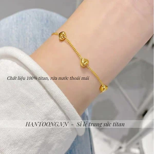 Lắc tay nữ làm bằng titan cao cấp mạ vàng 24k hình trái tim dễ thương phong cách thời trang trẻ trung thanh lịch
