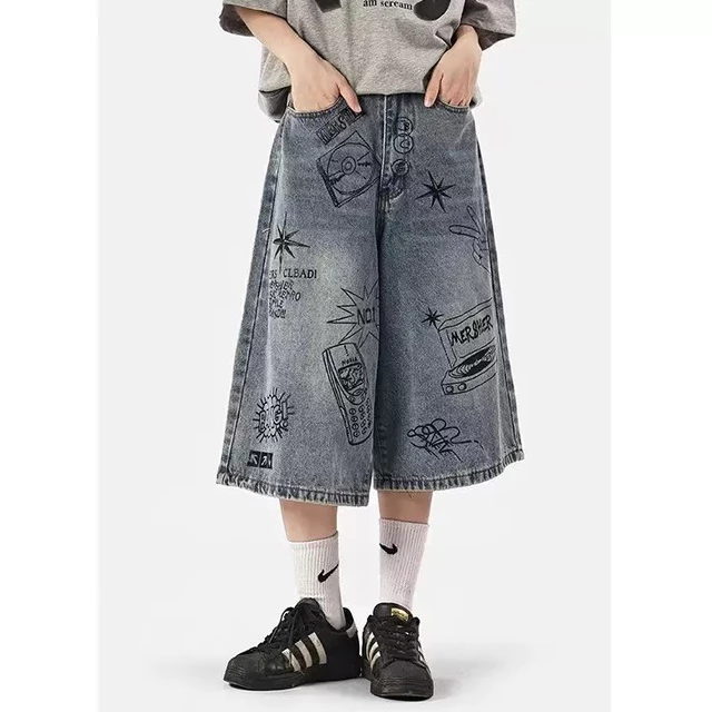 Quần Short Denim Ống Rộng Thời Trang Trẻ Trung Cho Nam quần short jean nam quần short ống rộng quần jean nam đẹp unisex Quần jean ống rộng nữ
